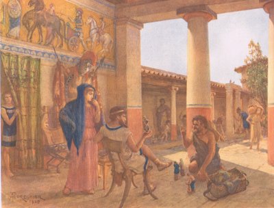 Vida Doméstica en Grecia, de los carteles escolares de MacMillan, c.1950-60s de Amedee Forestier